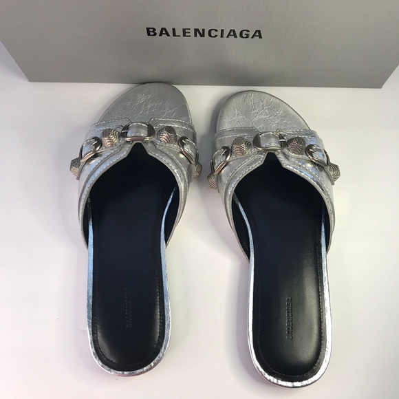 💯 - New Authentic BALENCIAGA Cagole embellished metallic textured-leather sa… - Picture 4 of 15